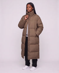 Doudoune extra-longue à col cheminée et double zip