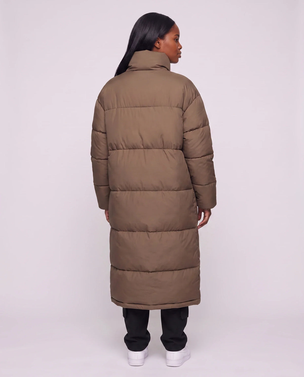 Doudoune extra-longue à col cheminée et double zip