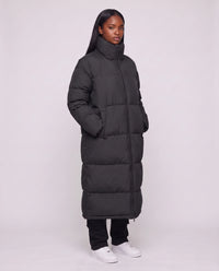 Doudoune extra-longue à col cheminée et double zip