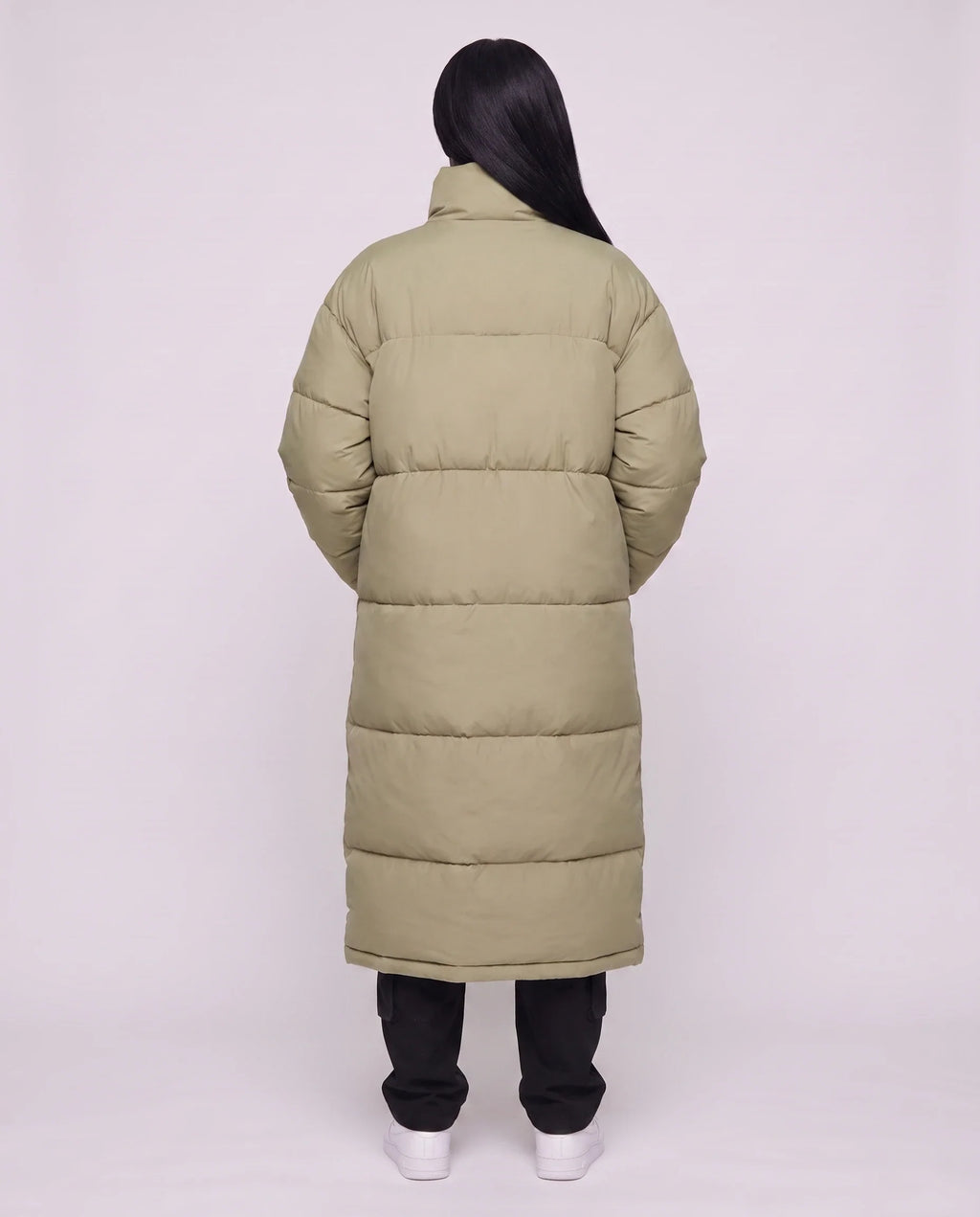 Doudoune extra-longue à col cheminée et double zip