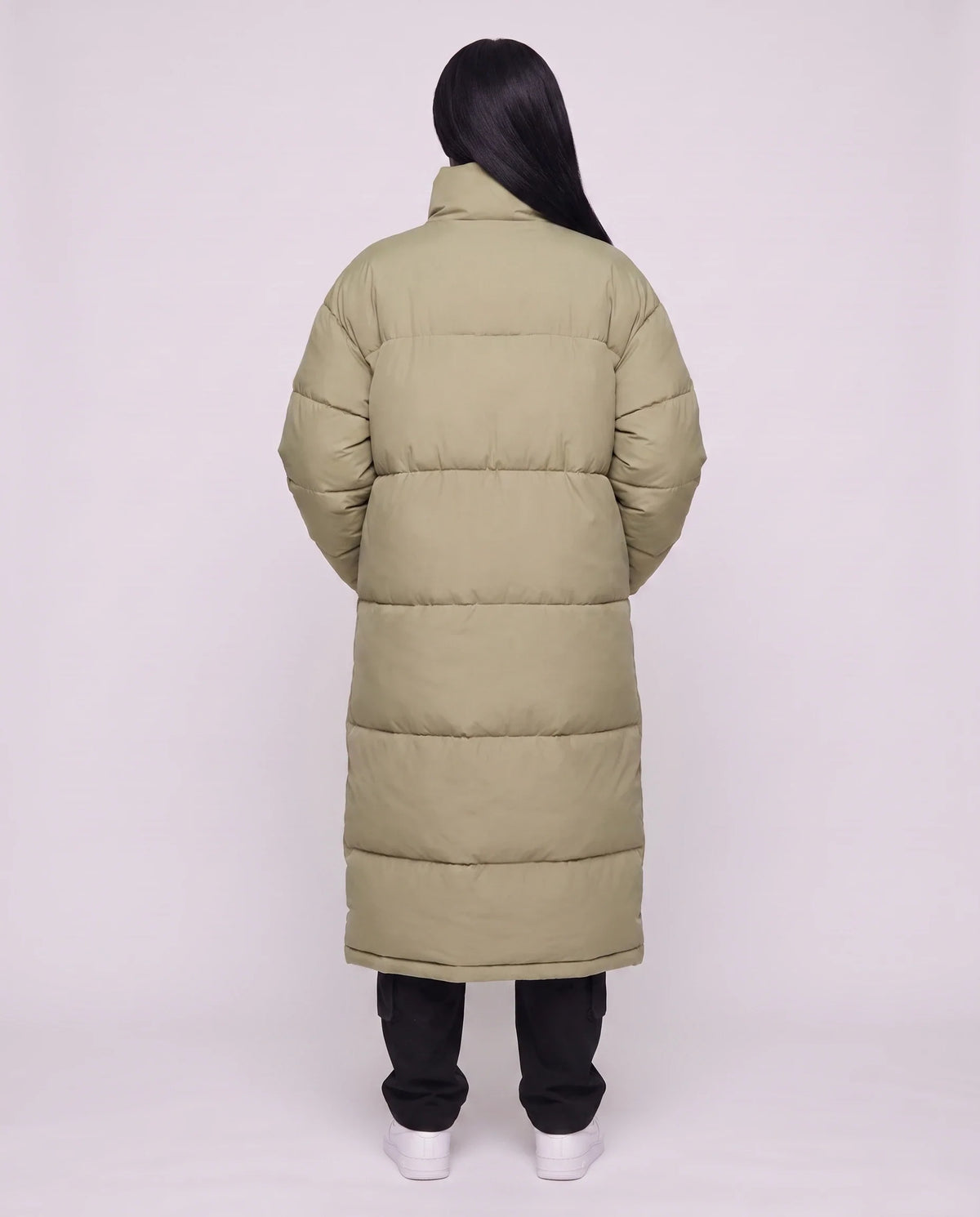 Doudoune extra-longue à col cheminée et double zip