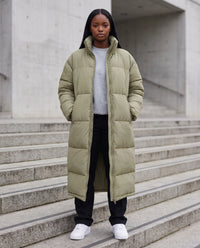 Doudoune extra-longue à col cheminée et double zip