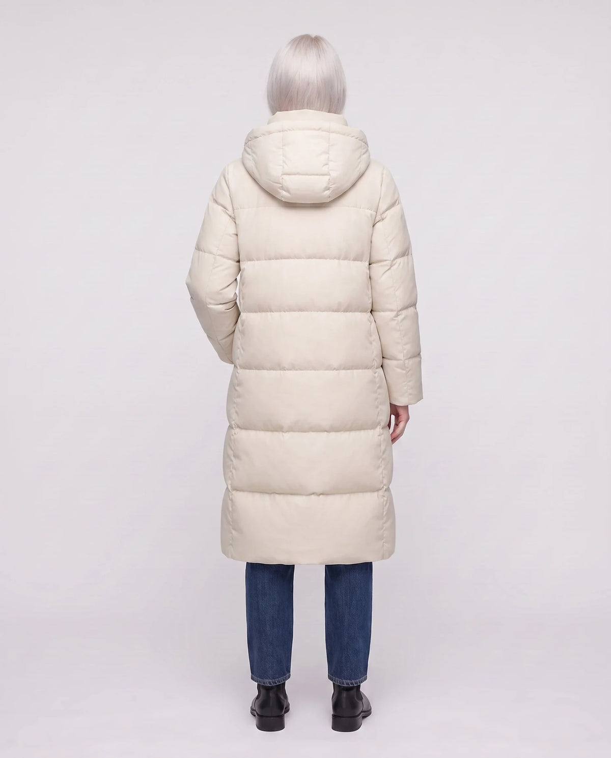 Doudoune longue évasée à capuche déperlante