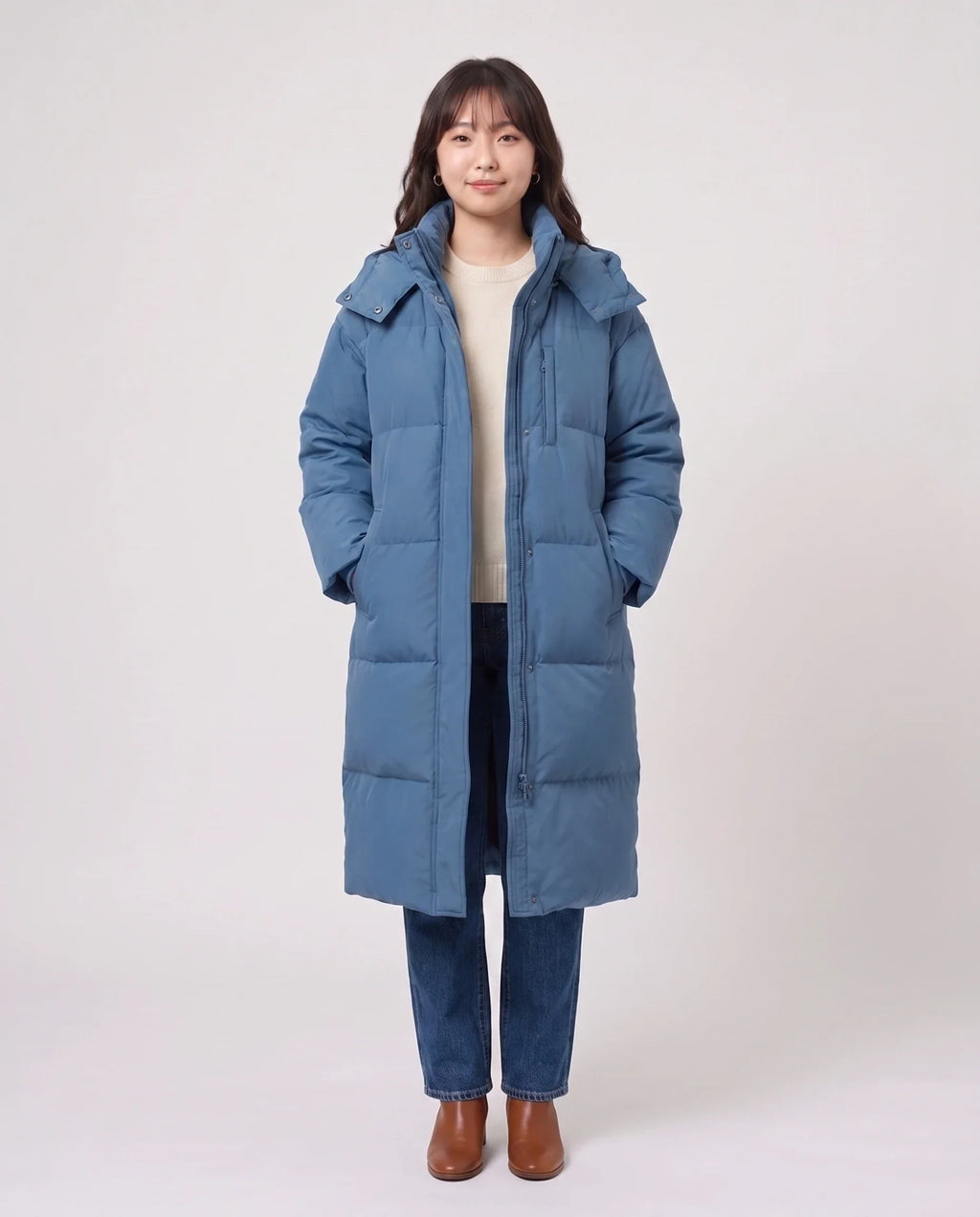 Doudoune longue oversize à capuche