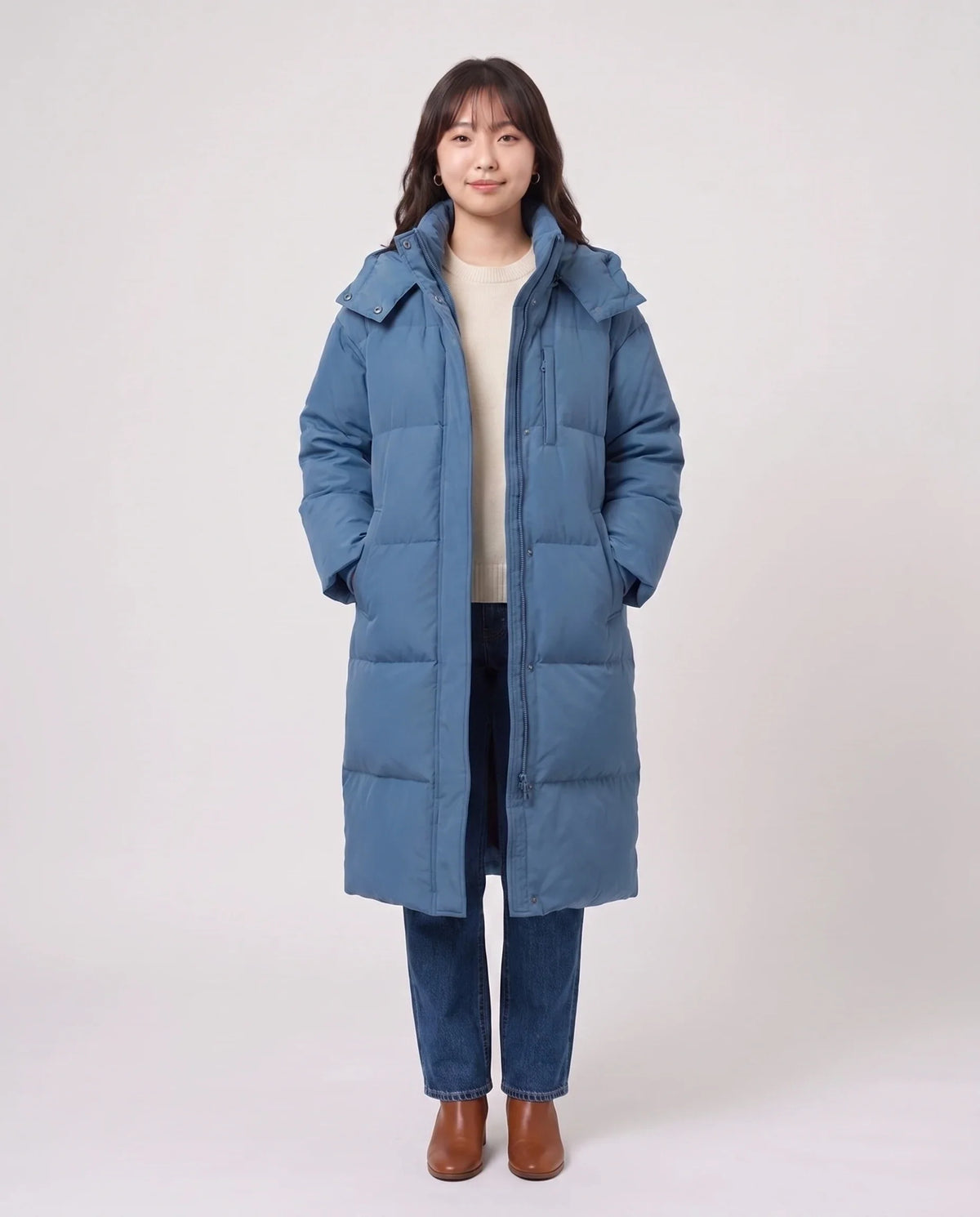 Doudoune longue oversize à capuche