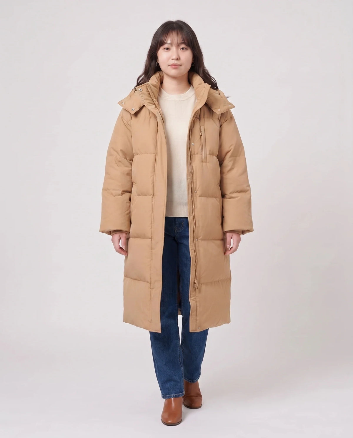 Doudoune longue oversize à capuche