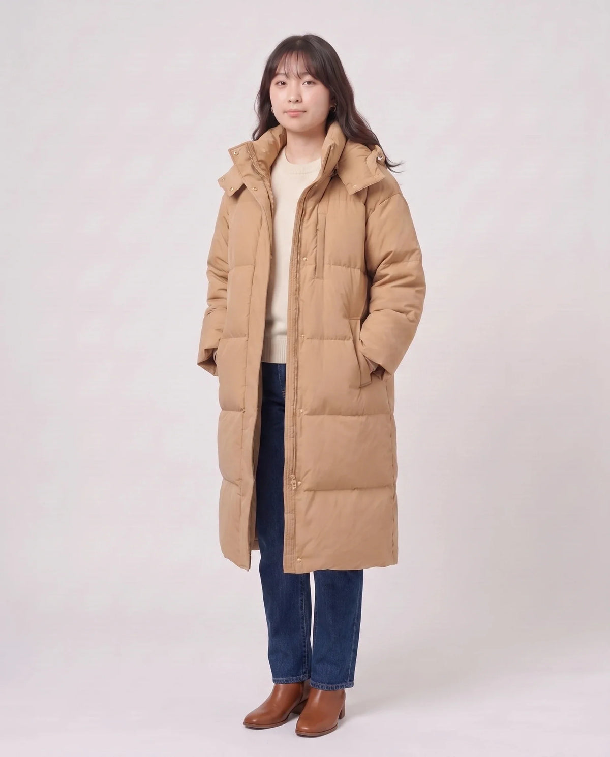 Doudoune longue oversize à capuche