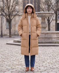Doudoune longue oversize à capuche