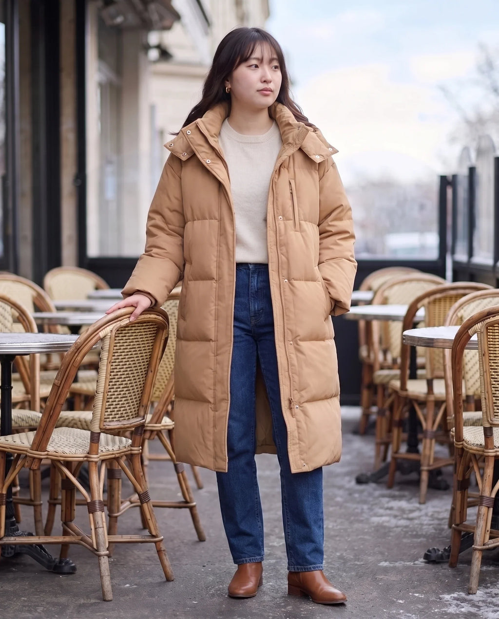 Doudoune longue oversize à capuche