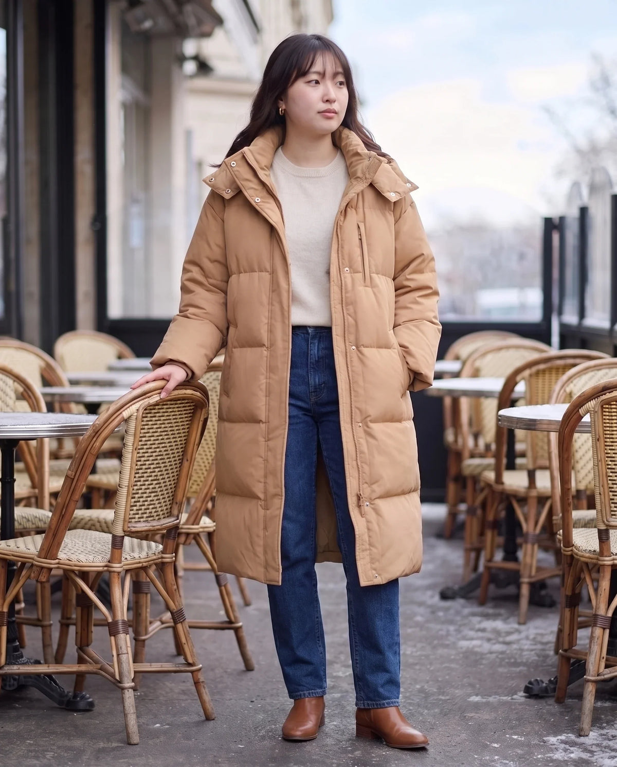 Doudoune longue oversize à capuche
