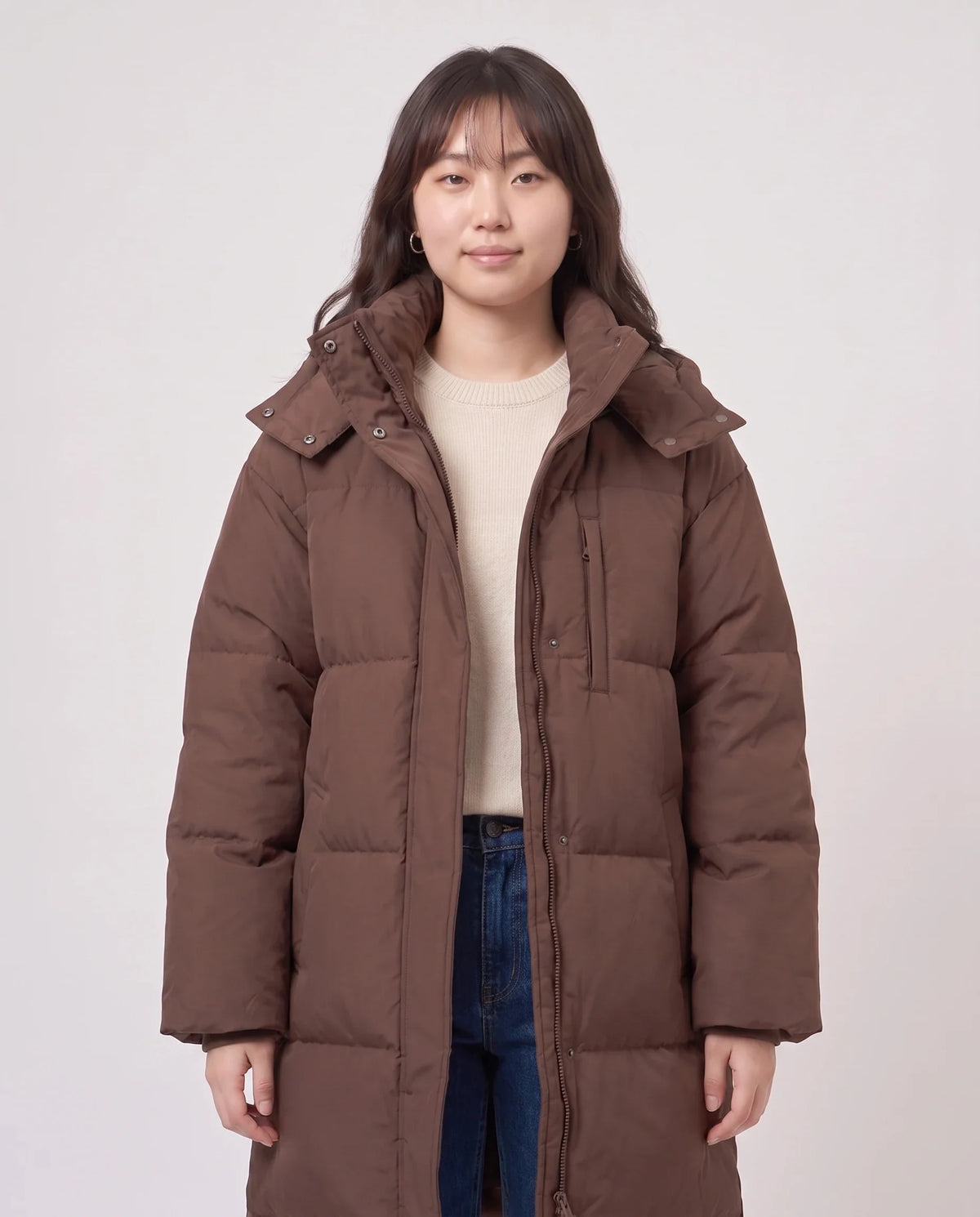 Doudoune longue oversize à capuche