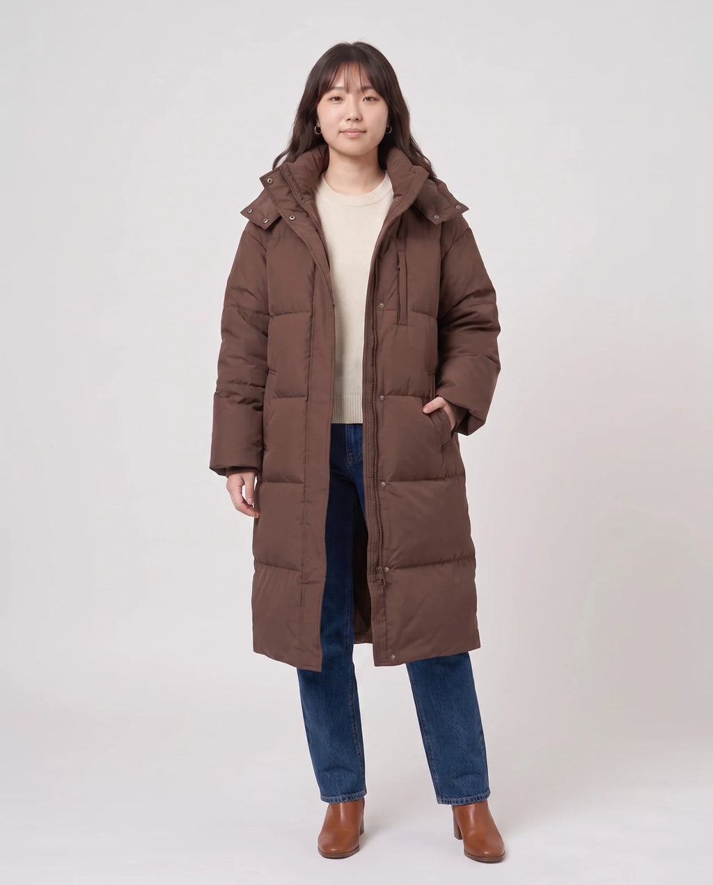 Doudoune longue oversize à capuche