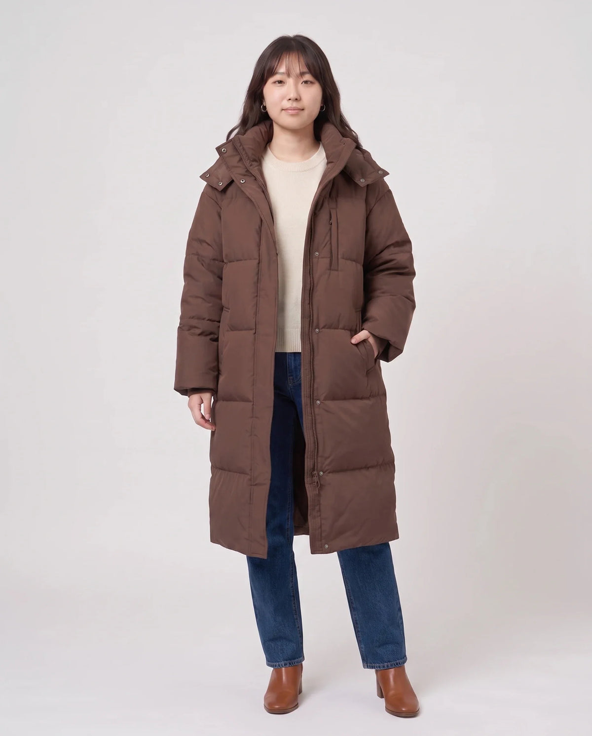 Doudoune longue oversize à capuche