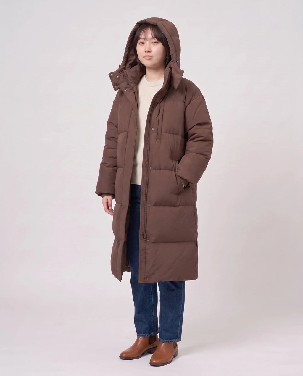 Doudoune longue oversize à capuche