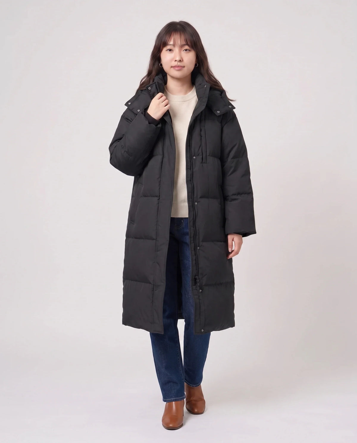 Doudoune longue oversize à capuche