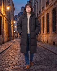 Doudoune longue oversize à capuche