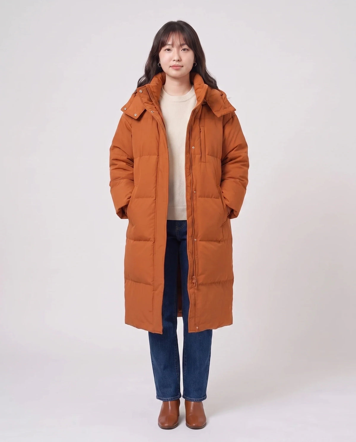 Doudoune longue oversize à capuche