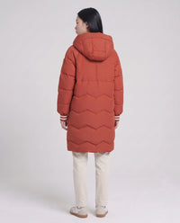 Doudoune longue oversize à chevrons et capuche