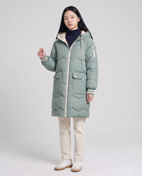 Doudoune longue oversize à chevrons et capuche