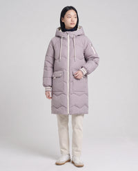Doudoune longue oversize à chevrons et capuche