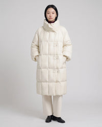 Doudoune longue oversize à col-capuche zippé