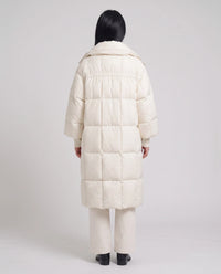 Doudoune longue oversize à col-capuche zippé