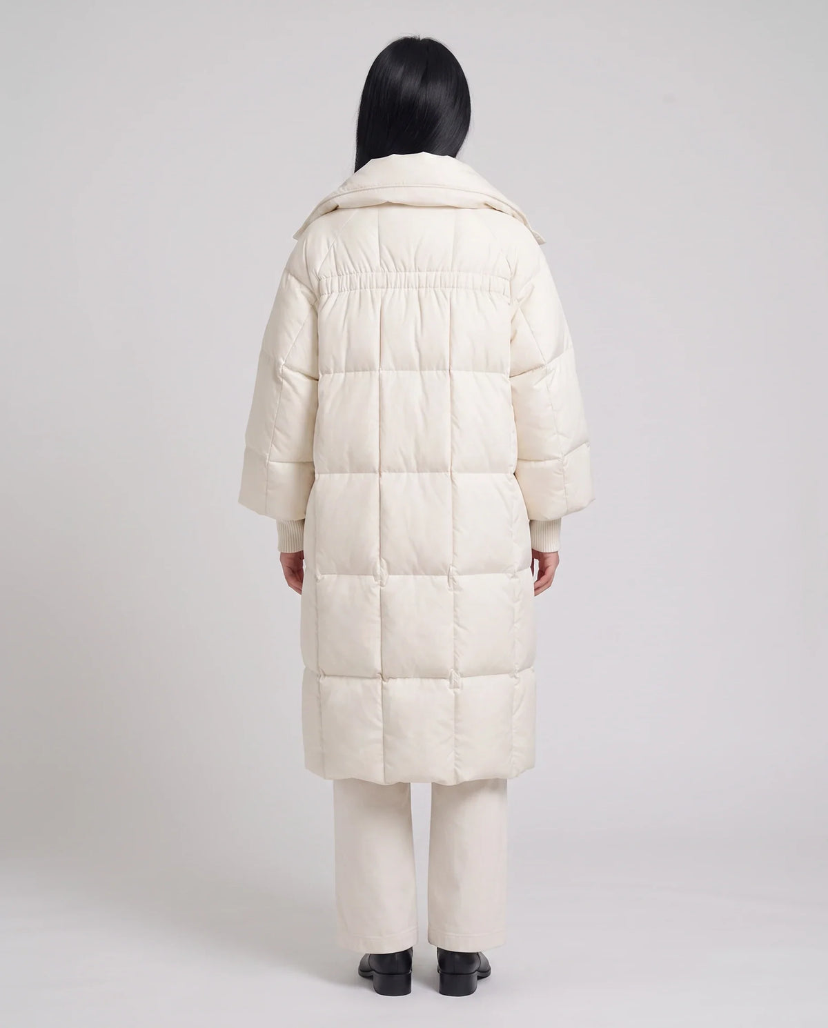 Doudoune longue oversize à col-capuche zippé