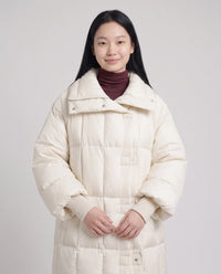 Doudoune longue oversize à col-capuche zippé