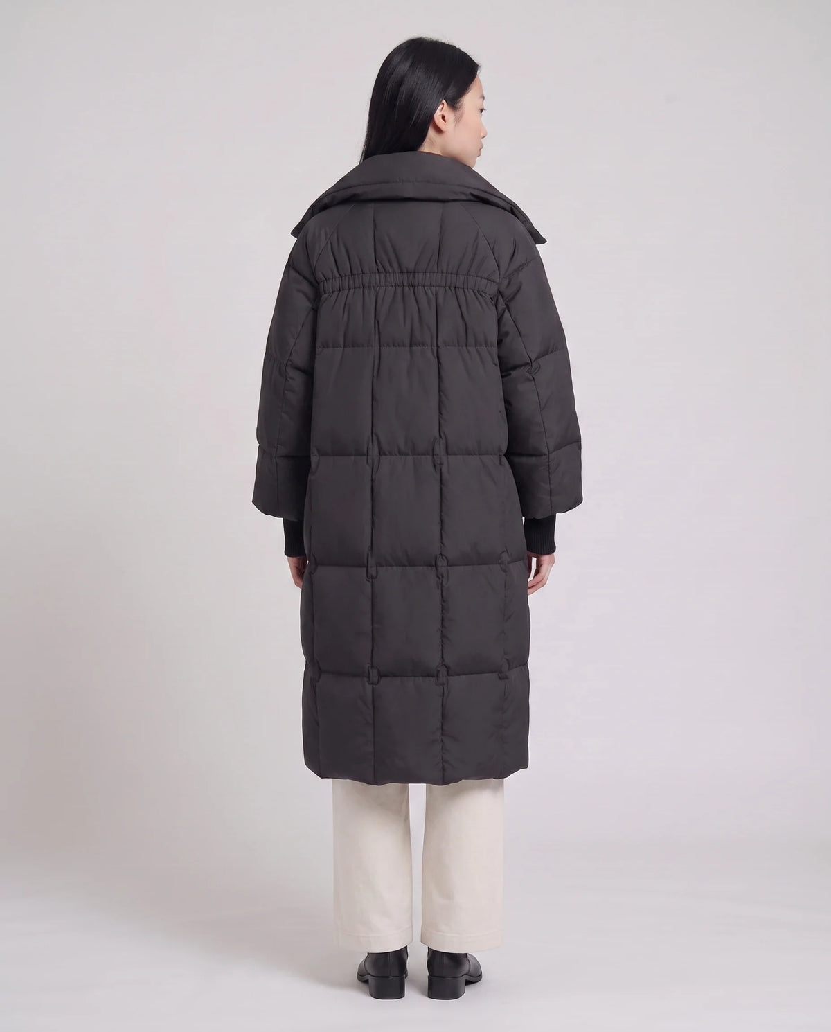 Doudoune longue oversize à col-capuche zippé