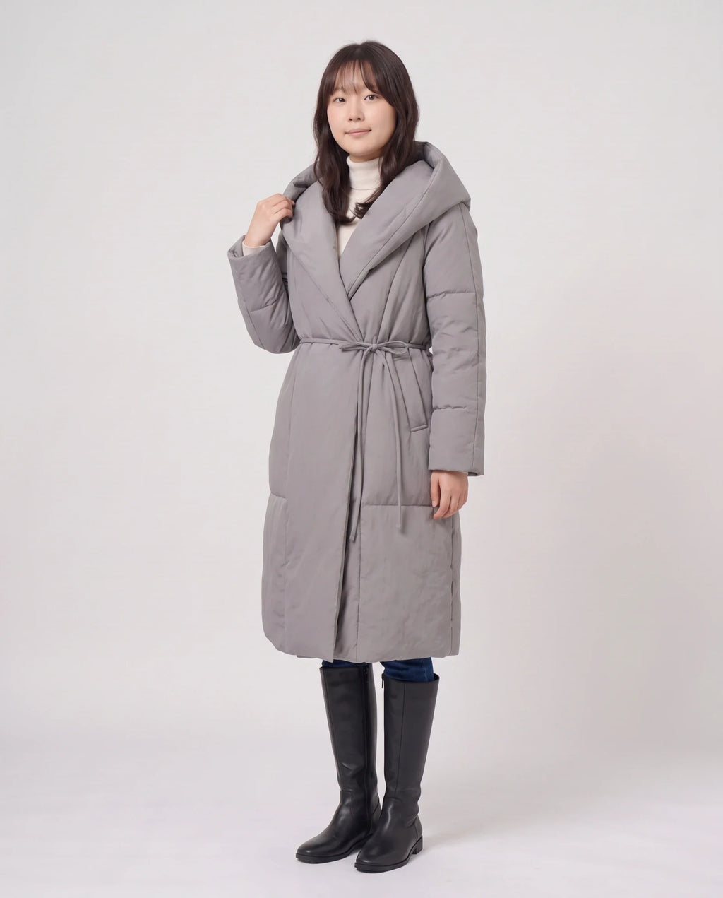 Doudoune longue portefeuille à capuche oversize