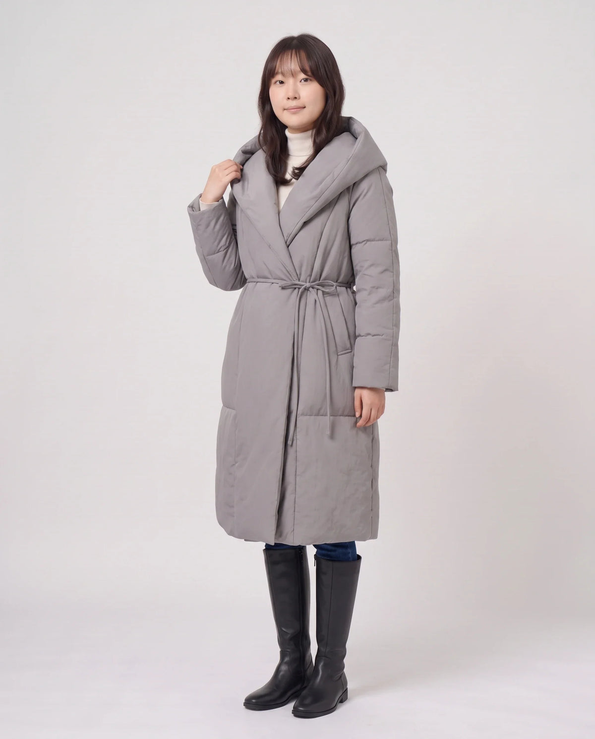 Doudoune longue portefeuille à capuche oversize
