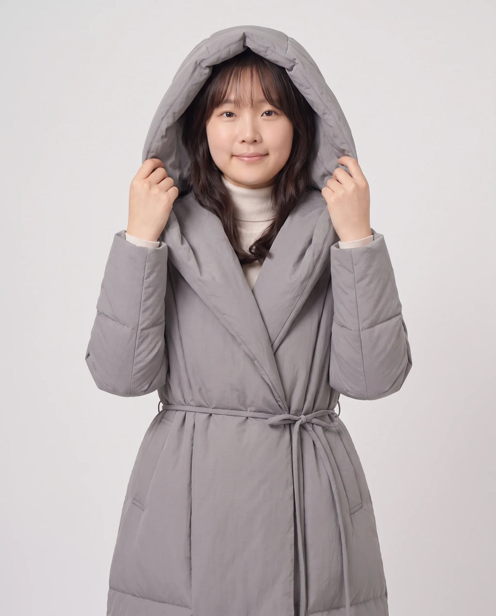 Doudoune longue portefeuille à capuche oversize
