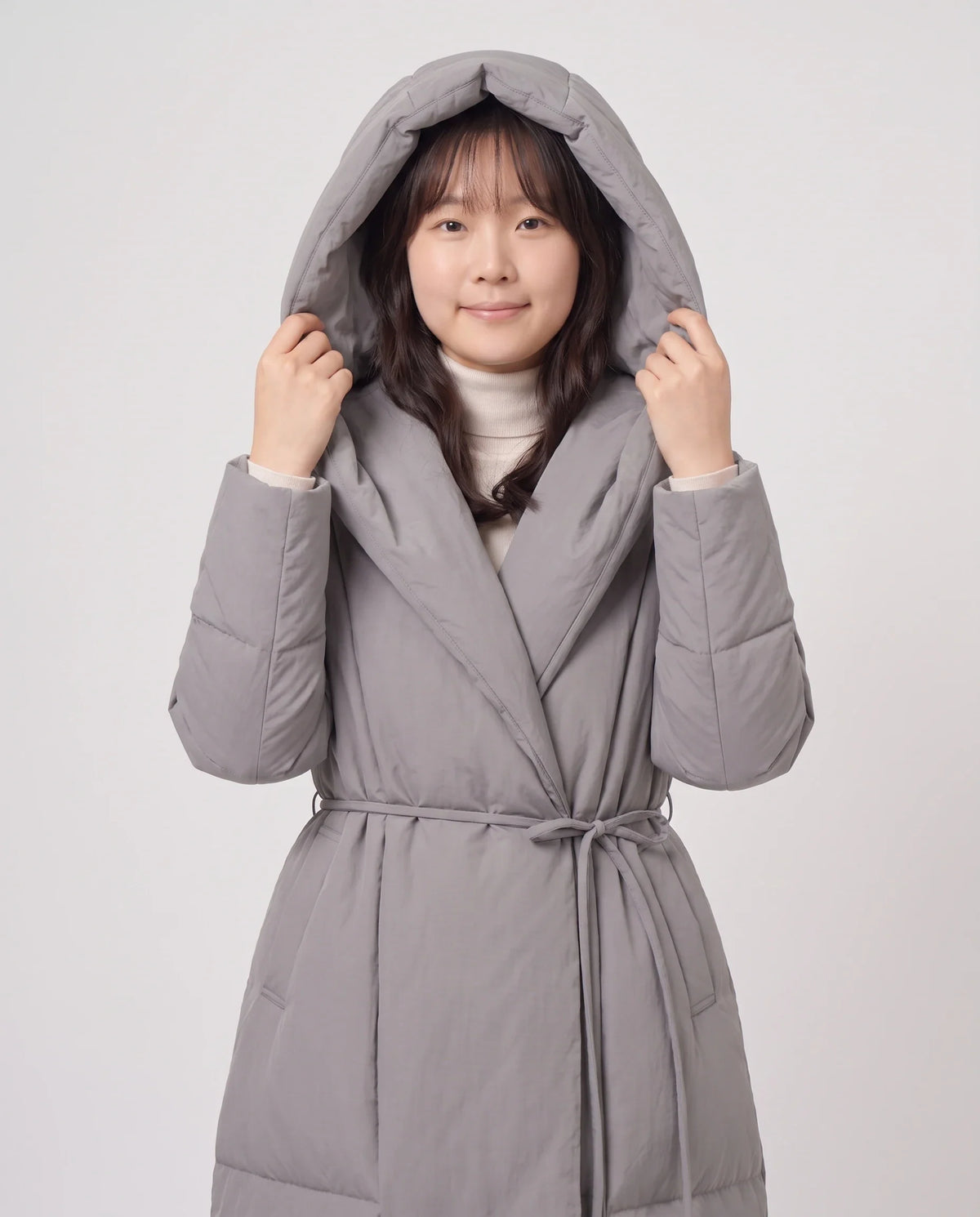 Doudoune longue portefeuille à capuche oversize