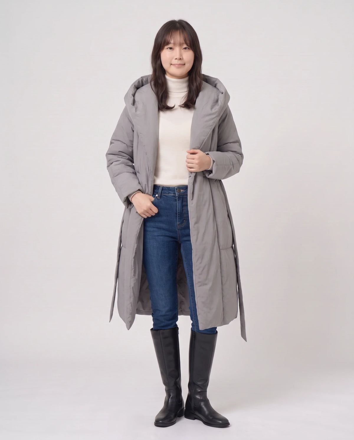 Doudoune longue portefeuille à capuche oversize