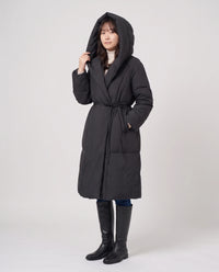 Doudoune longue portefeuille à capuche oversize