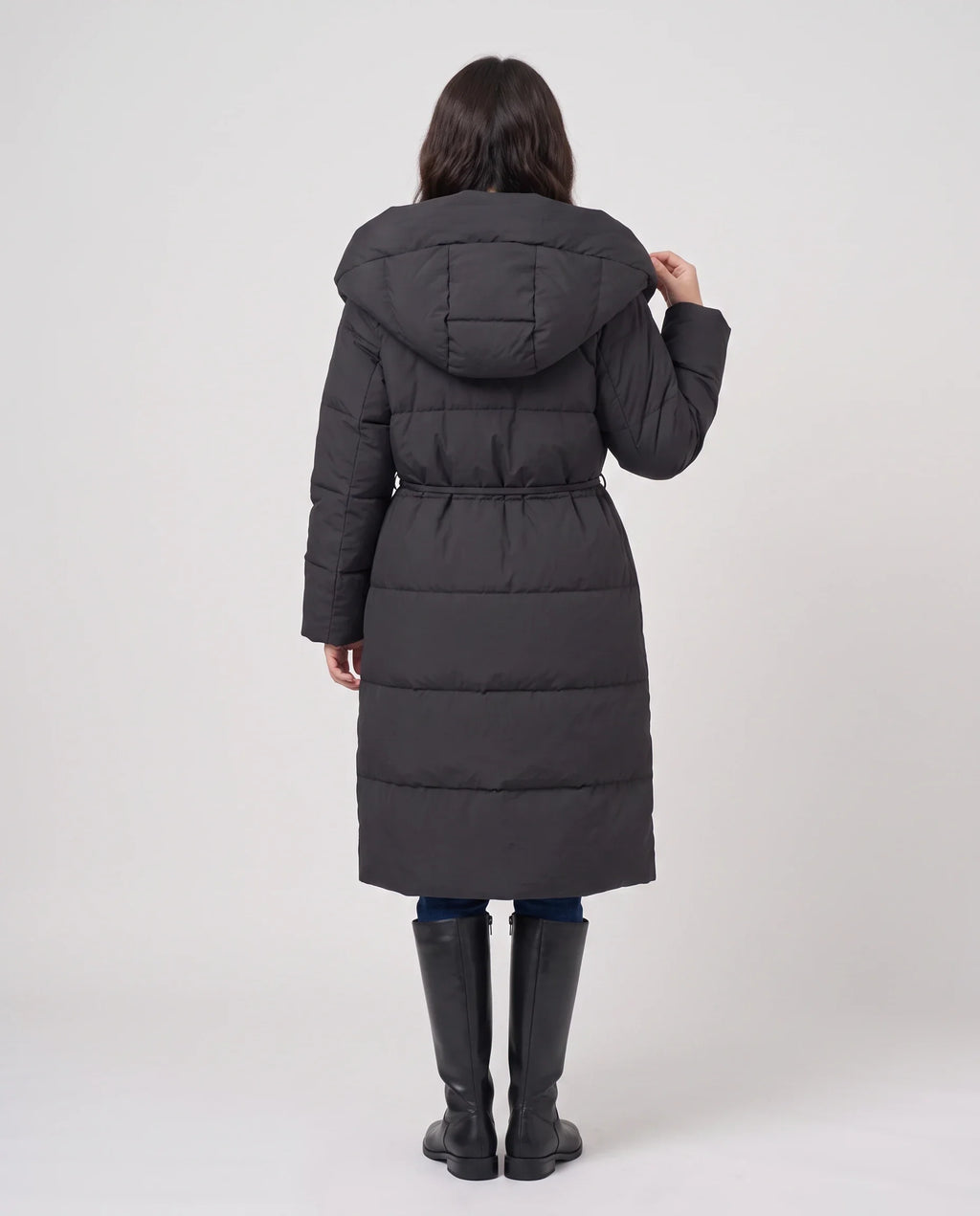 Doudoune longue portefeuille à capuche oversize