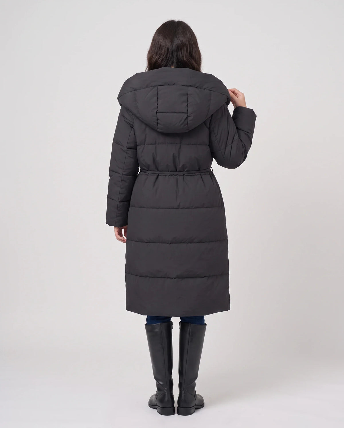 Doudoune longue portefeuille à capuche oversize