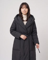 Doudoune longue portefeuille à capuche oversize