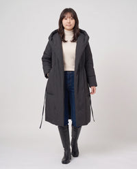 Doudoune longue portefeuille à capuche oversize