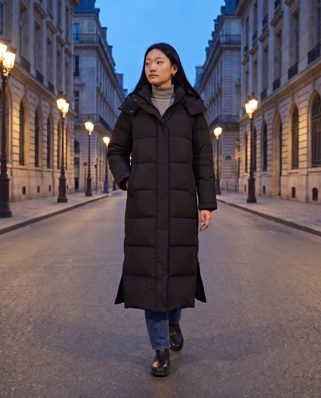 Doudoune maxi à capuche