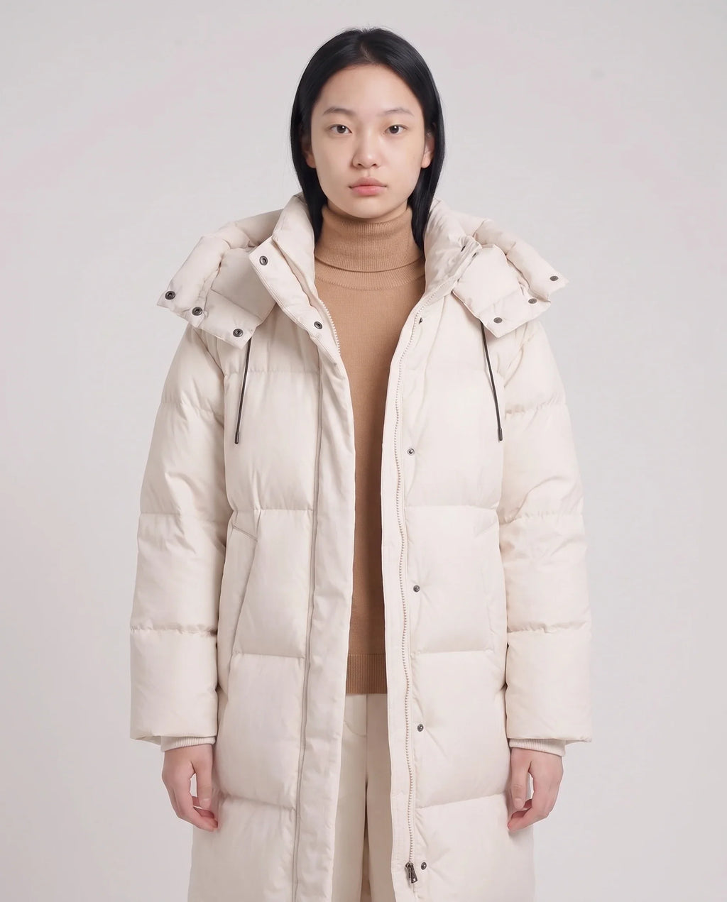 Doudoune maxi oversize à capuche et pressions