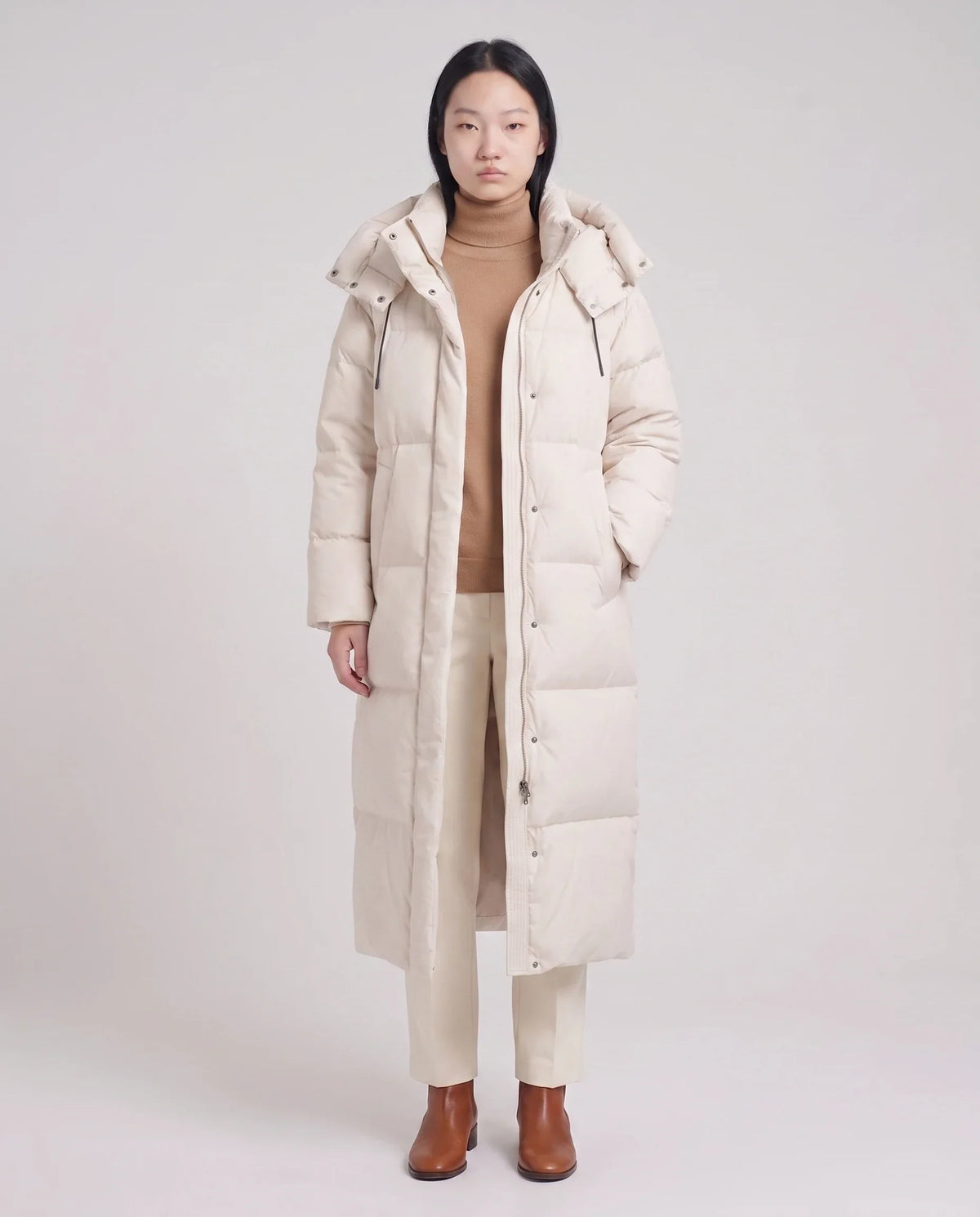 Doudoune maxi oversize à capuche et pressions