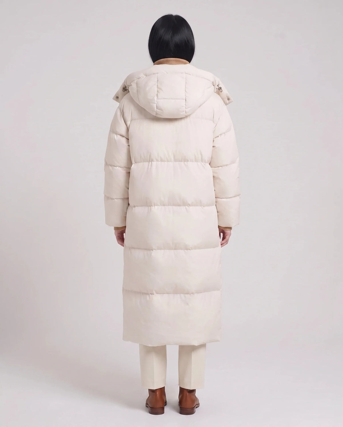 Doudoune maxi oversize à capuche et pressions