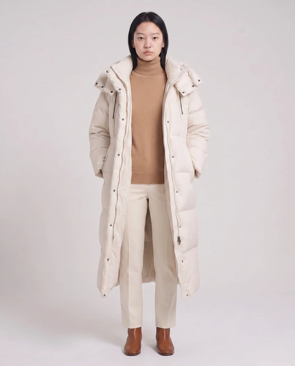 Doudoune maxi oversize à capuche et pressions