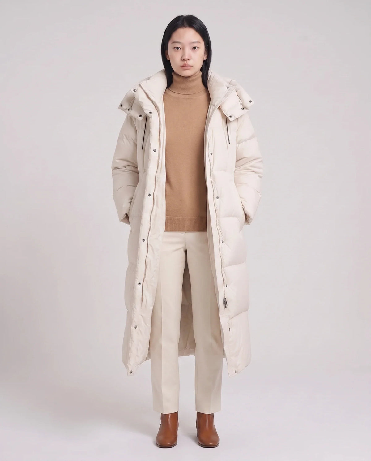 Doudoune maxi oversize à capuche et pressions