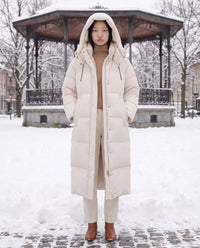 Doudoune maxi oversize à capuche et pressions