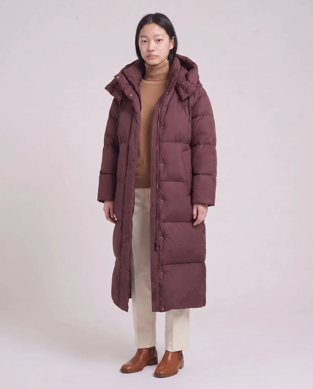 Doudoune maxi oversize à capuche et pressions