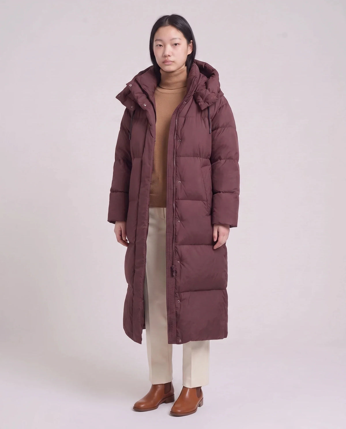 Doudoune maxi oversize à capuche et pressions