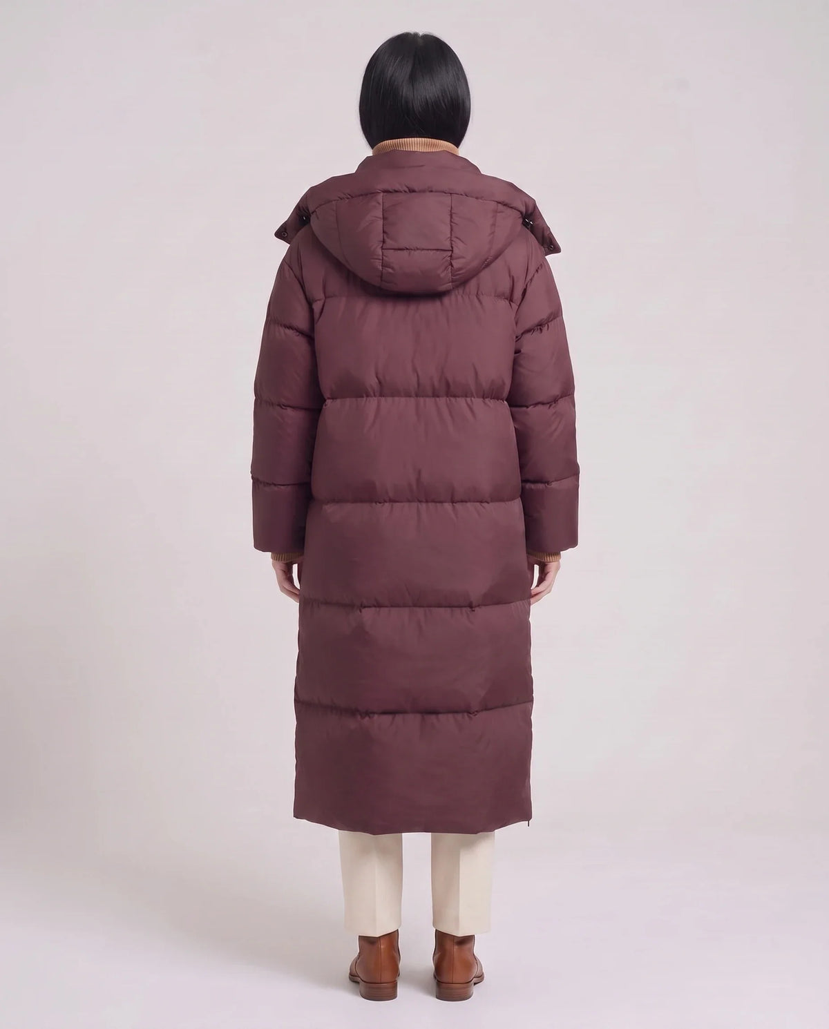 Doudoune maxi oversize à capuche et pressions