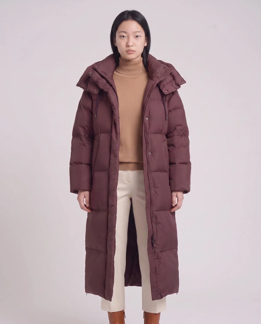 Doudoune maxi oversize à capuche et pressions